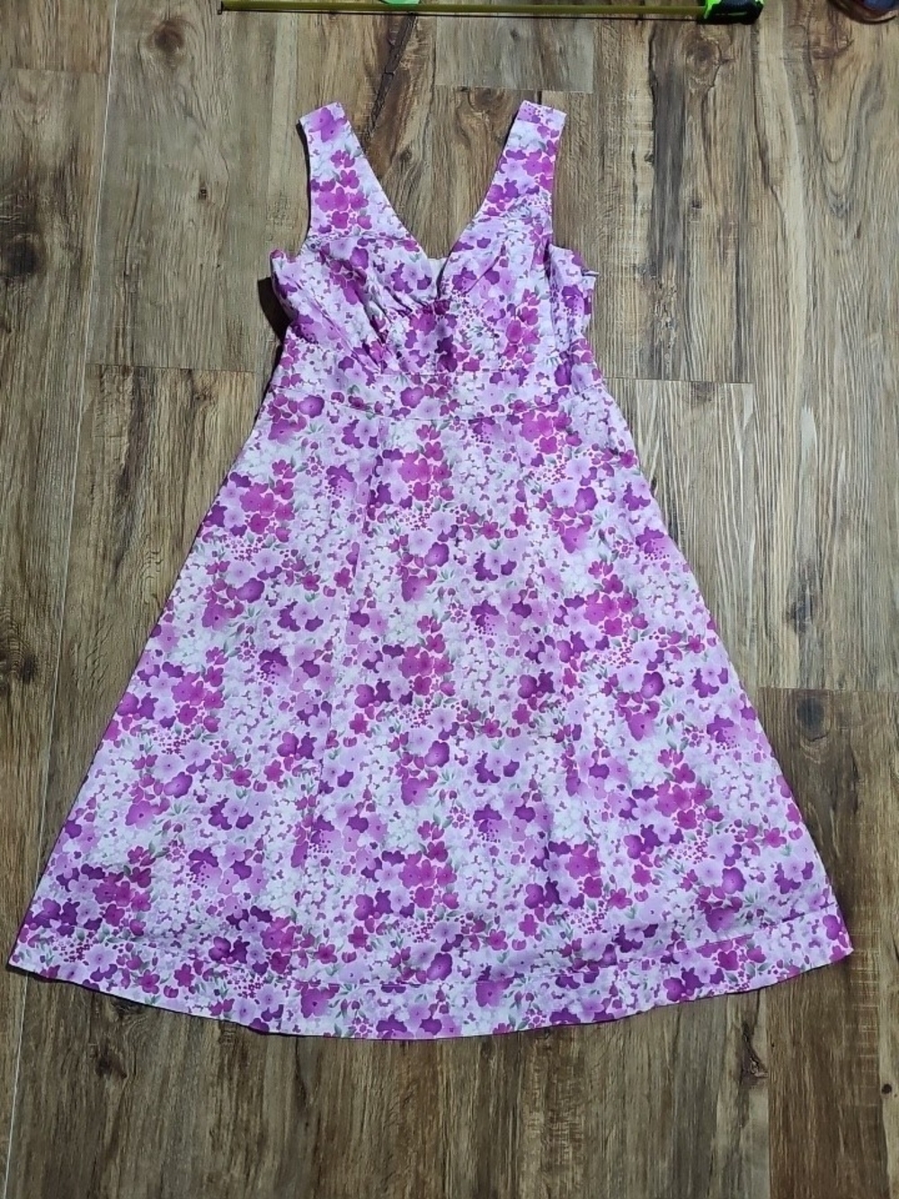 Garnet Hill Floral Sleeveless Dress Womens 6 Pink Purple Fit Flare Cottagecore